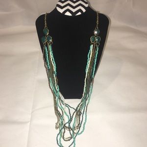 Extra long multi layered beaded necklace